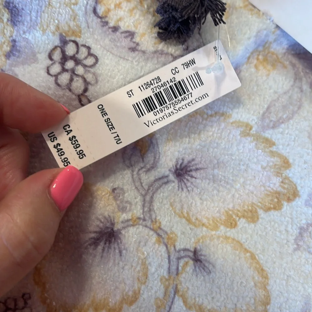 Victoria Secret Floral Lavender and Cream Beach Towel Backpack
